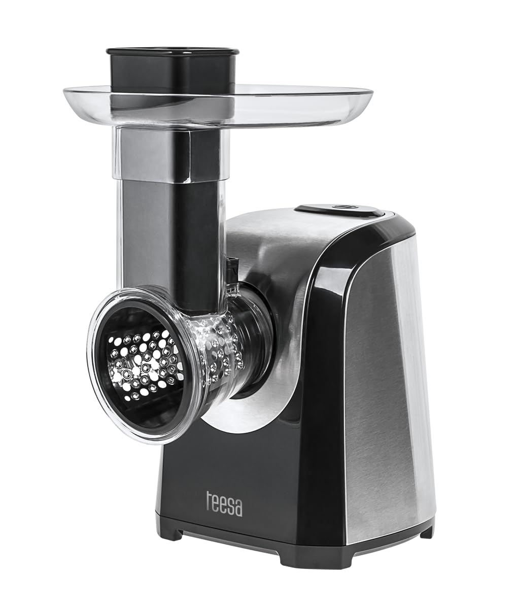 Teesa TSA3025 Elektrisches Schnitzelwerk für Gemüse Zerkleiner, 5 Trommelaufsätze,