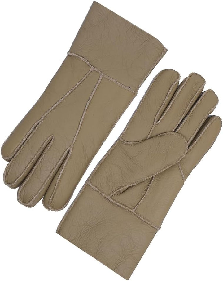MGGMOKAY Damen Lederhandschuhe Schaffell Handschuhe aus Shearling Warme Winterhandschuhe XL Beige, X