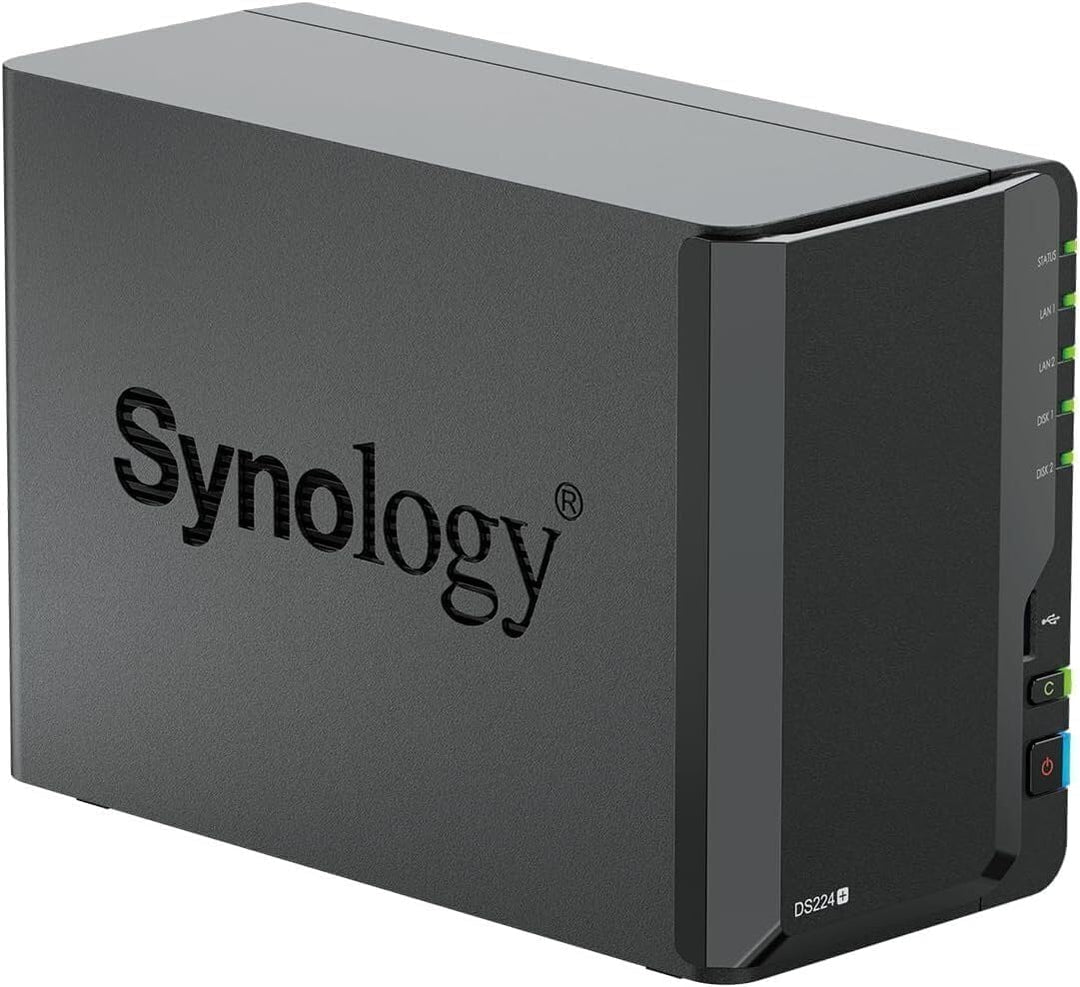 Synology DS224+ 2-Bay Diskstation NAS (Intel Celeron J4125 4-Core 2.0 GHz 2GB DDR4 RAM 2xRJ-45 1GbE
