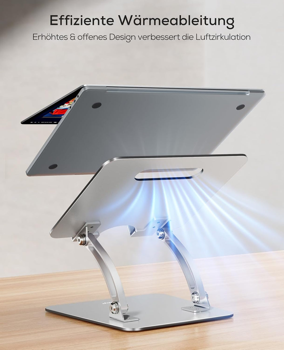 NULAXY Laptop Ständer, Höhenverstellbarer Belüfteter Laptop Halterung, Aluminium Notebook Ständer Ko