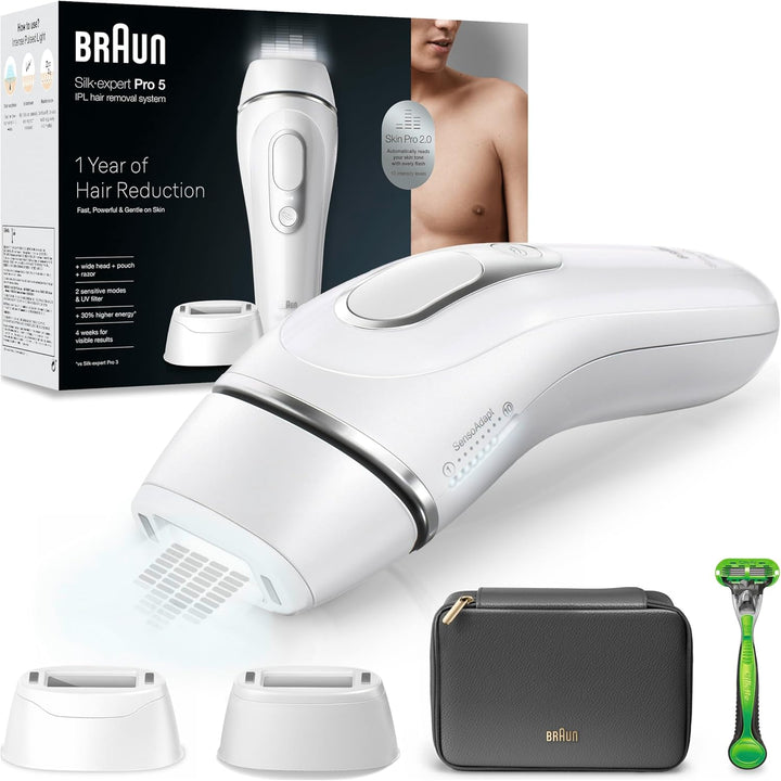 Braun IPL Silk Expert Pro 5 Haarentfernungsgerät Herren, sichtbare Haarentfernung für Männer, Design