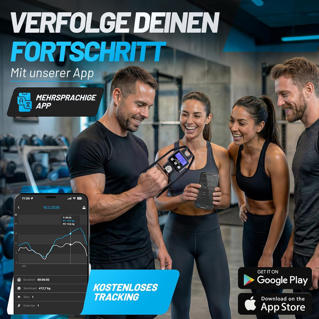 aerobis® Powrlink Griffkraftmesser - inkl. Live-Tracking App - hochpräziser Handdynamometer & Griffk