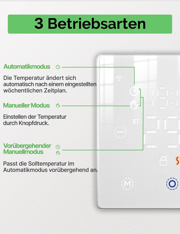 MOES Smart Thermostat für Kessel,Batteriebetrieben,WLAN Raumthermostat Programmierbares Kompatibel A