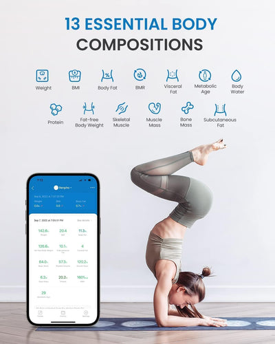 RENPHO WLAN-Smart-Waage Bluetooth Körperfettwaage, Personenwaage mit Körperfett und Muskelmasse, Wir