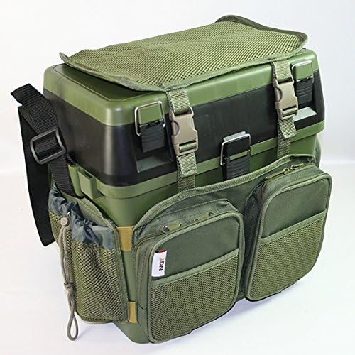 NGT Sitzbox Seat Box Sitzkiepe Angelkoffer Tackle Box mit Rucksacküberzug aus Canvas