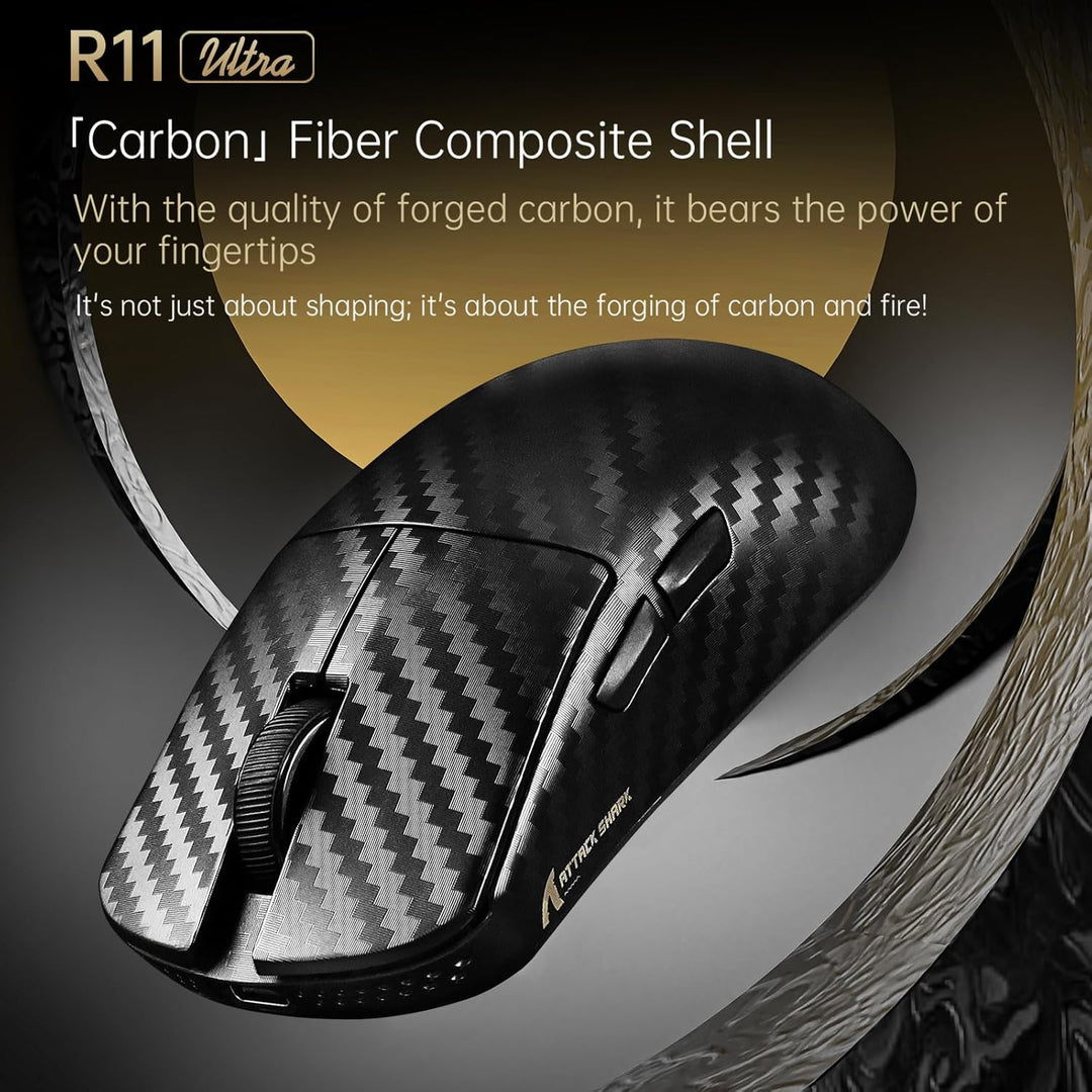 MAMBASNAKE x Attack Shark R11 Ultra Carbon Fiber Wireless Gaming Mouse, 8000Hz, 49g Superlight, 4200