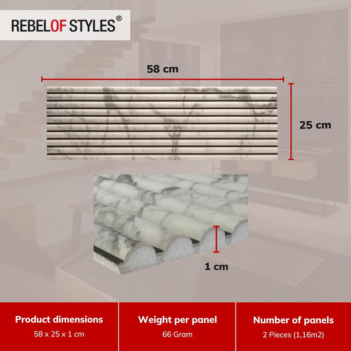 3D Wandpaneele, EPS-Schaumstoff Verblendstein - 3D UltraLight Linari Marble White HD Printed, 3d Ult