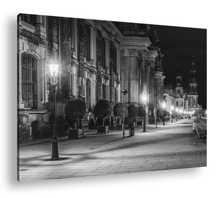 deyoli Abendstimmung am Elbufer in Dresden Format:90x60 cm Effekt: Schwarz/Weiss als Leinwandbild, M
