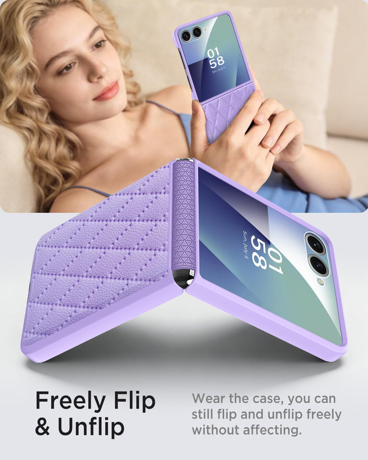 Miimall Kompatibel mit Samsung Galaxy Z Flip 7 Hülle mit Scharnierschutz & Displayschutz, [Elegant L