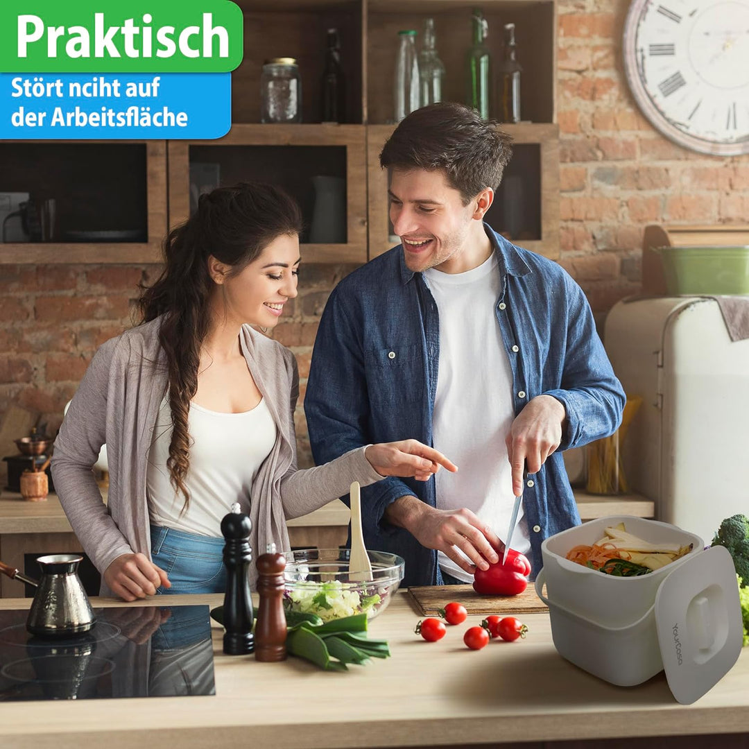 YourCasa® Biomülleimer Küche - 7L - Komposteimer für alltäglichen Biomüll Behälter - Spülmaschinenfe