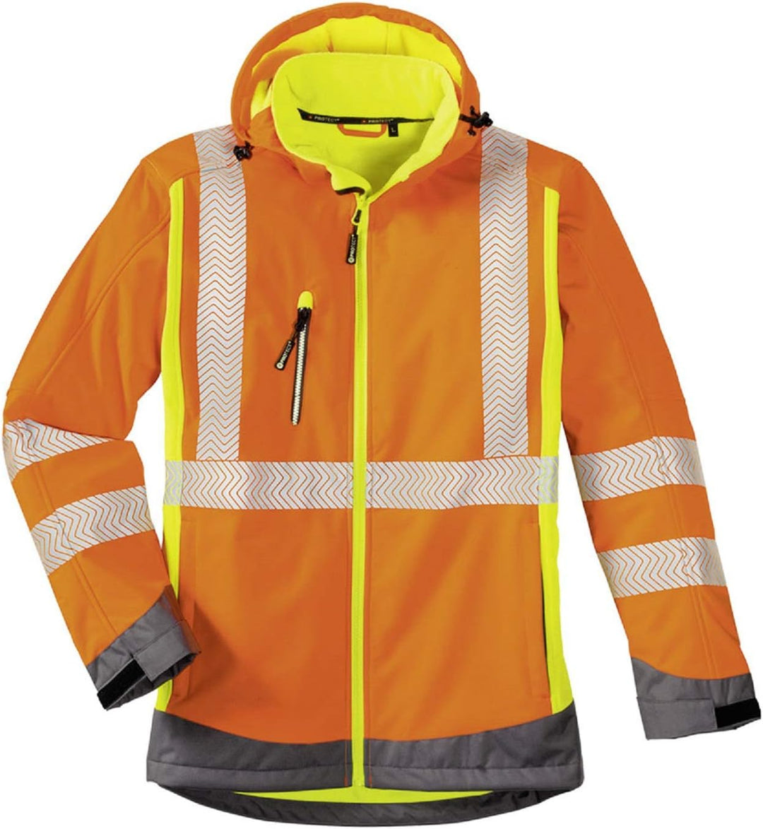 4Protect Warnschutz Softshelljacke "Houston", 1 Stück, leuchtorange/-gelb/grau, 3470-XXXXL Leuchtora