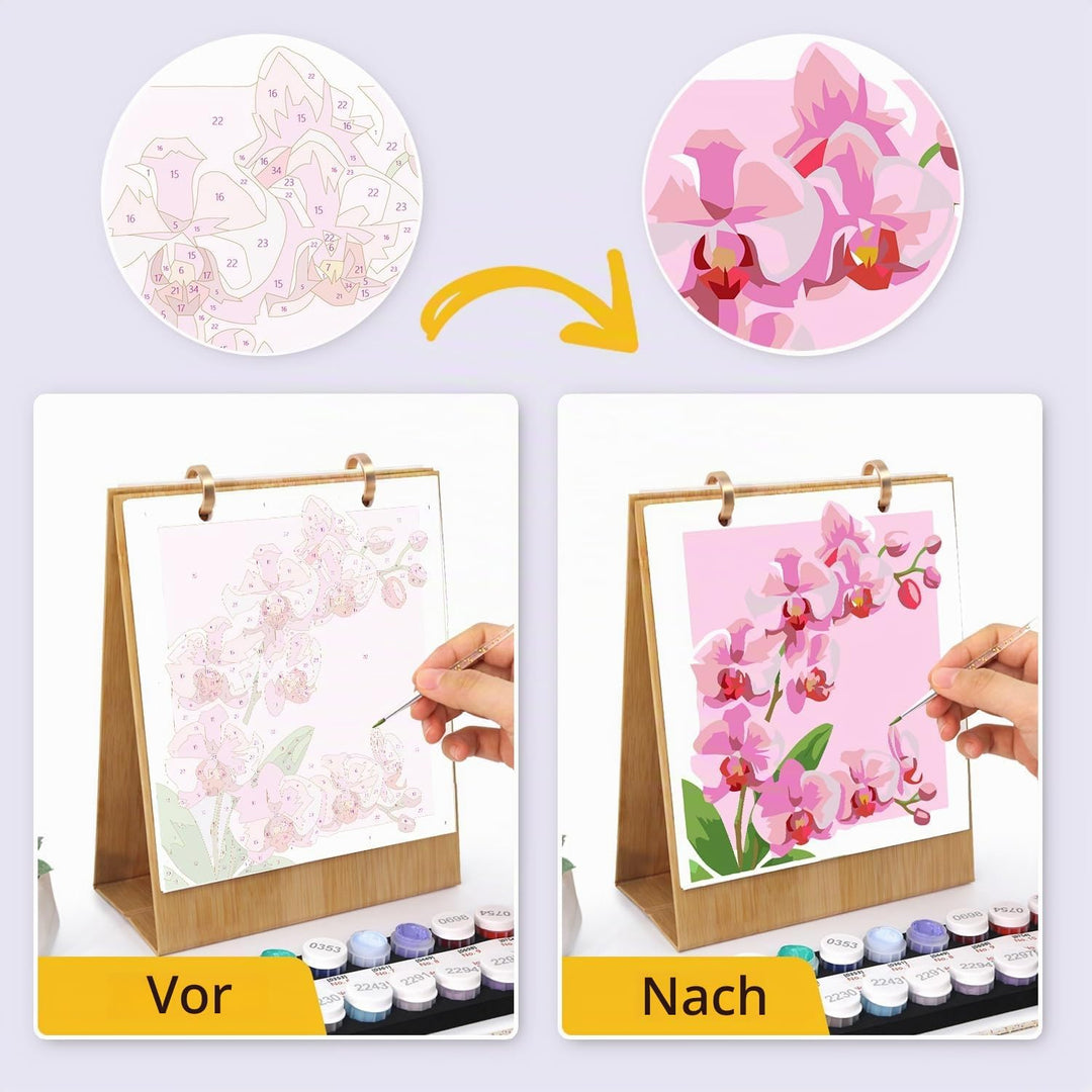 Tischkalender 2027 Malen nach Zahlen DIY Blumen Kalender zum Aufstellen Bastelset für Erwachsene mit