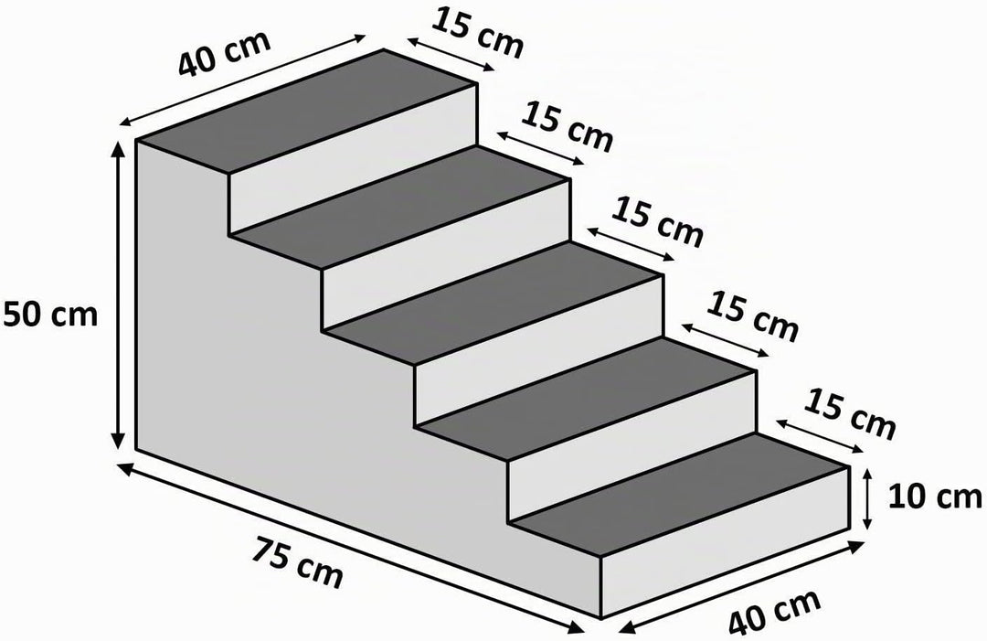Hundetreppe 50 cm hoch | Katzentreppe Haustiertreppe | 5 Stufen | Hunde Katzen Haustier | für Bett u