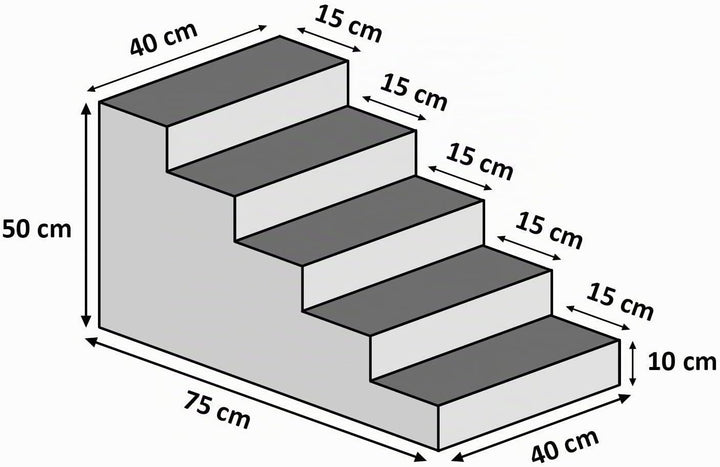 Hundetreppe 50 cm hoch | Katzentreppe Haustiertreppe | 5 Stufen | Hunde Katzen Haustier | für Bett u