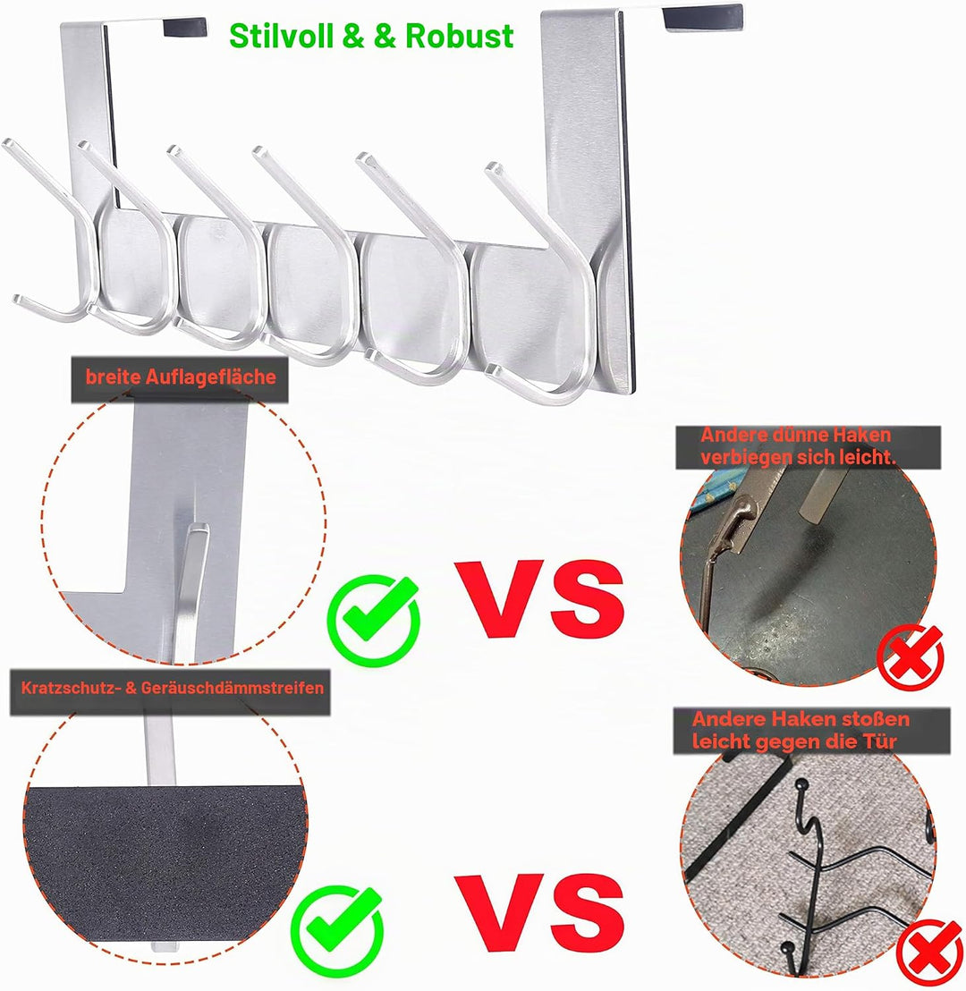 SKOLOO Over The Door Hook Brushed Nickel, Door Coat Rack for Entryway, Over Door Towel Hook for Bath