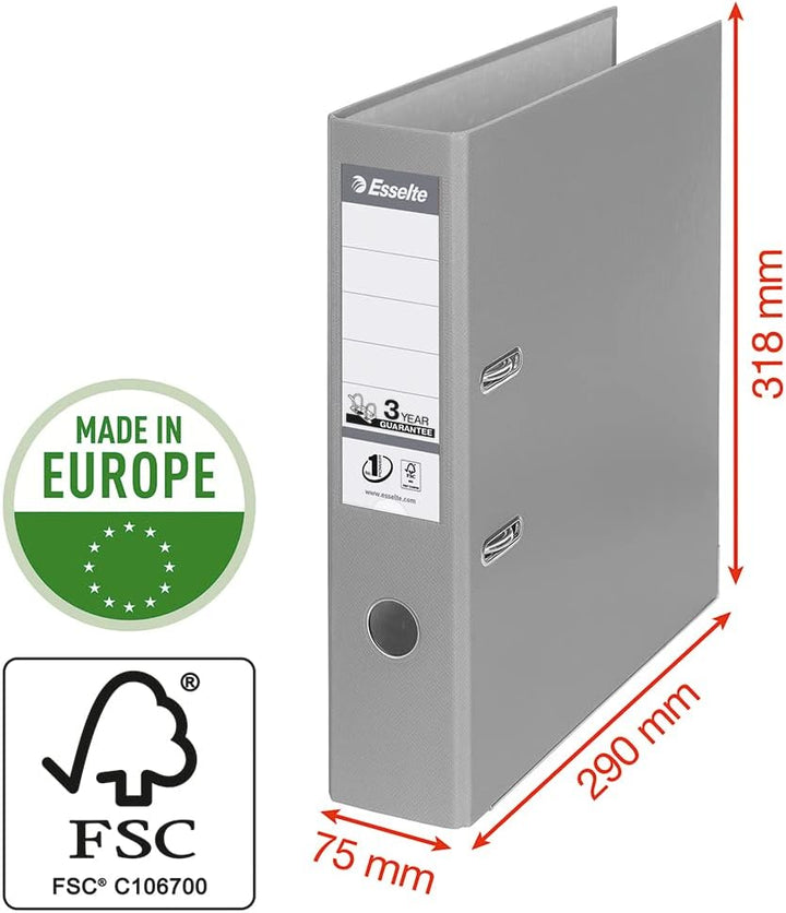 Esselte Ordner breit, DIN A4, 10er Pack, 7,5 cm Rückenbreite, Kunststoff-Ordner, Türkis, Vivida, 811