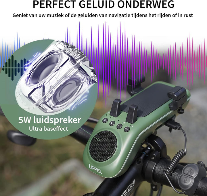 UPPEL Fahrrad Bluetooth Lautsprecher 10 in 1 Multifunktionaler Handyhalterung Fahrrad-Powerbank-Klin