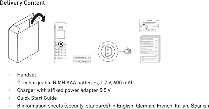 Snom M25 Office DECT-Mobilteil (bis zu 75 Stunden Standby und 7 Stunden Gesprächszeit, 1,4-Zoll-TFT