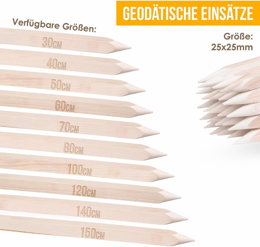 Holzpflöcke Hartholzpfähle Pflanzstäbe Angespitzt und Quadratisch 25 Stücke. | Holzpfähle für Markie
