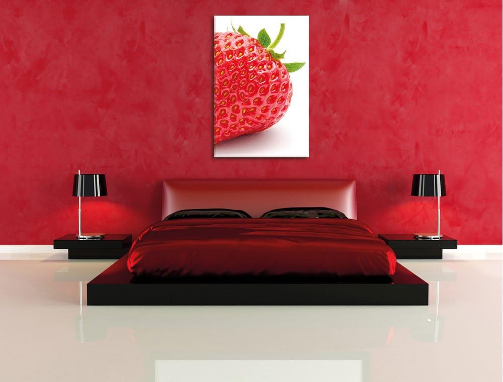 Erdbeere Strawberry Obst, Format: 100x70 auf Leinwand, XXL riesige Bilder fertig gerahmt mit Keilrah