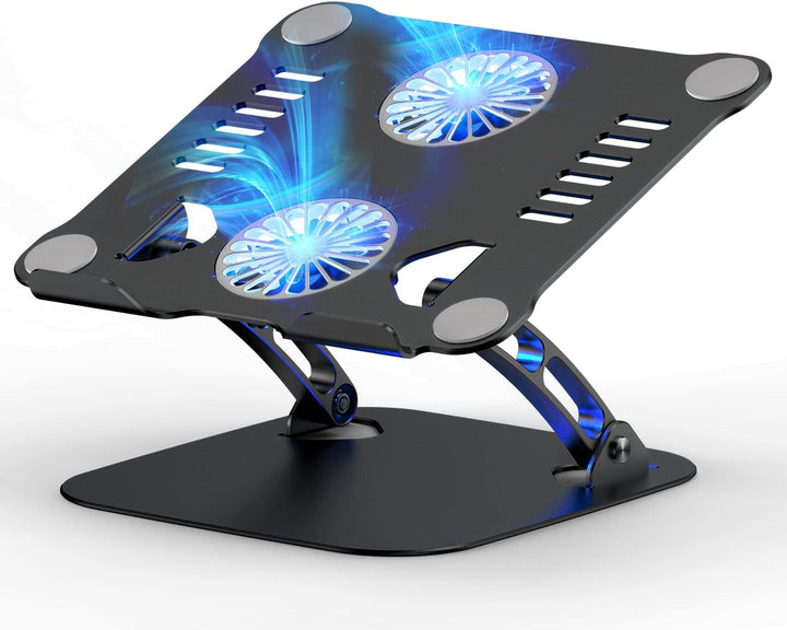 Laptop Ständer Höhenverstellbar mit RGB Lüfter, Faltbarer Stand aus Aluminiumlegierung, Belüfteter L