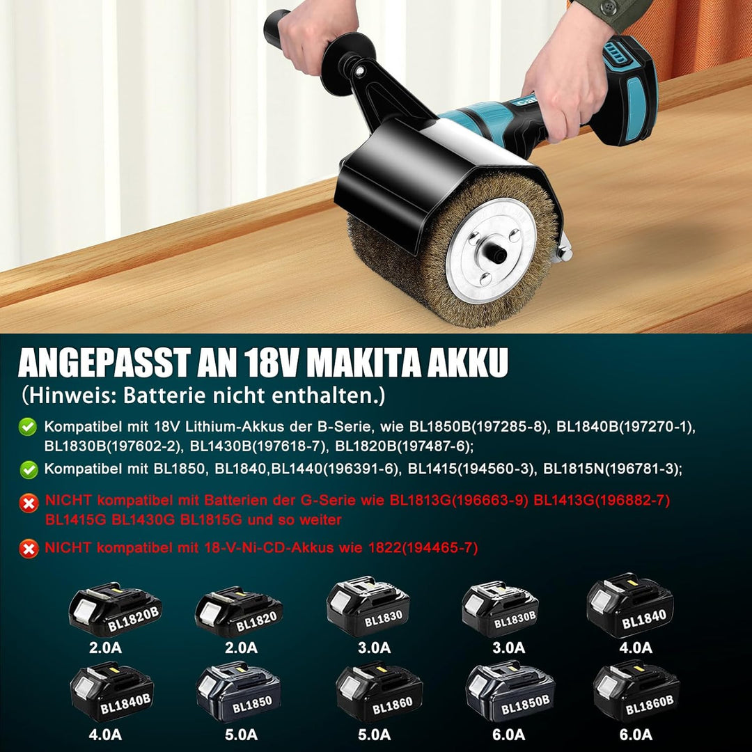 Akku-Bürstenschleifer 800W Kompatibel mit Ma-kita 18V, Bürstenlos, 8000RPM Satiniermaschine für Auss