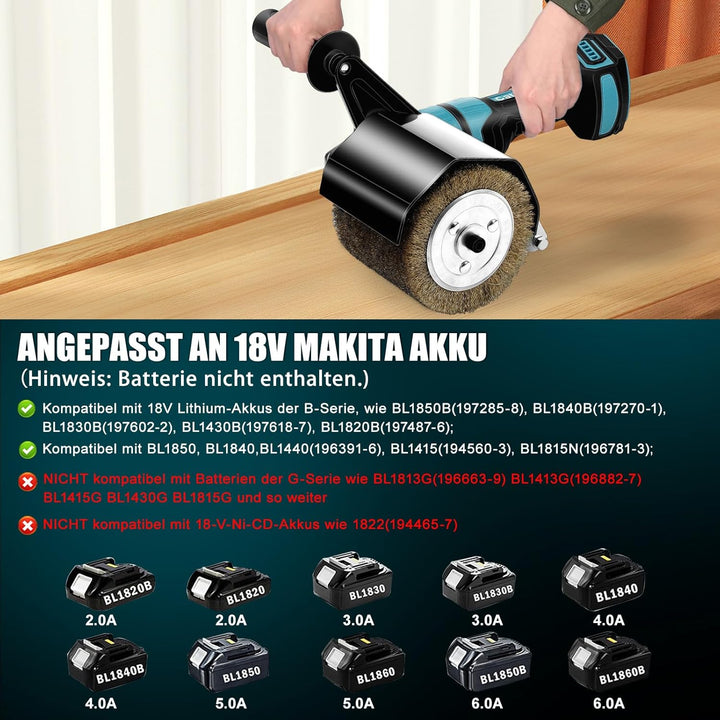 Akku-Bürstenschleifer 800W Kompatibel mit Ma-kita 18V, Bürstenlos, 8000RPM Satiniermaschine für Auss