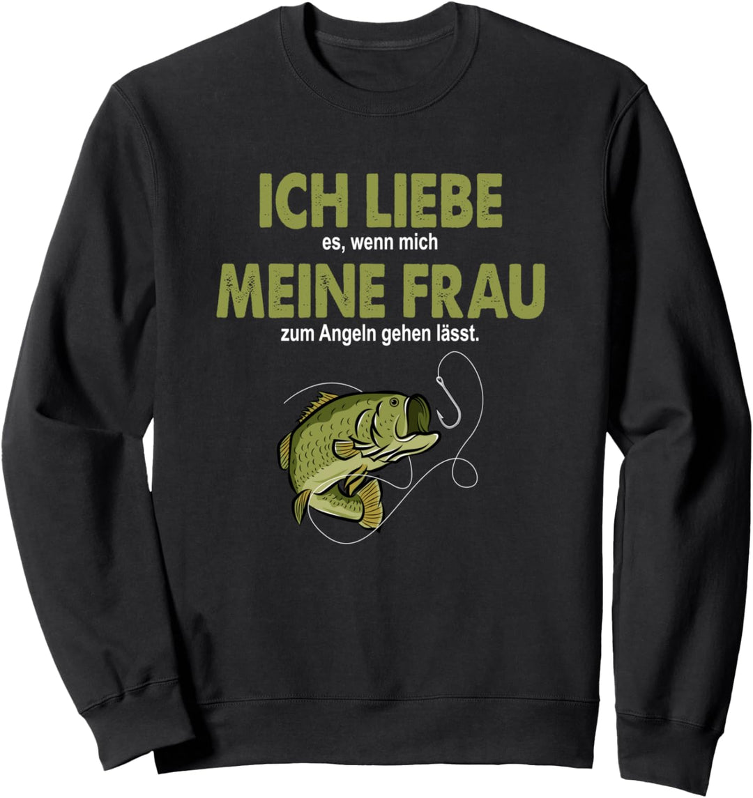 Lustiges Angler T-Shirt Ich liebe meine Frau Angeln Geschenk Sweatshirt