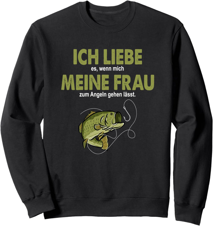Lustiges Angler T-Shirt Ich liebe meine Frau Angeln Geschenk Sweatshirt