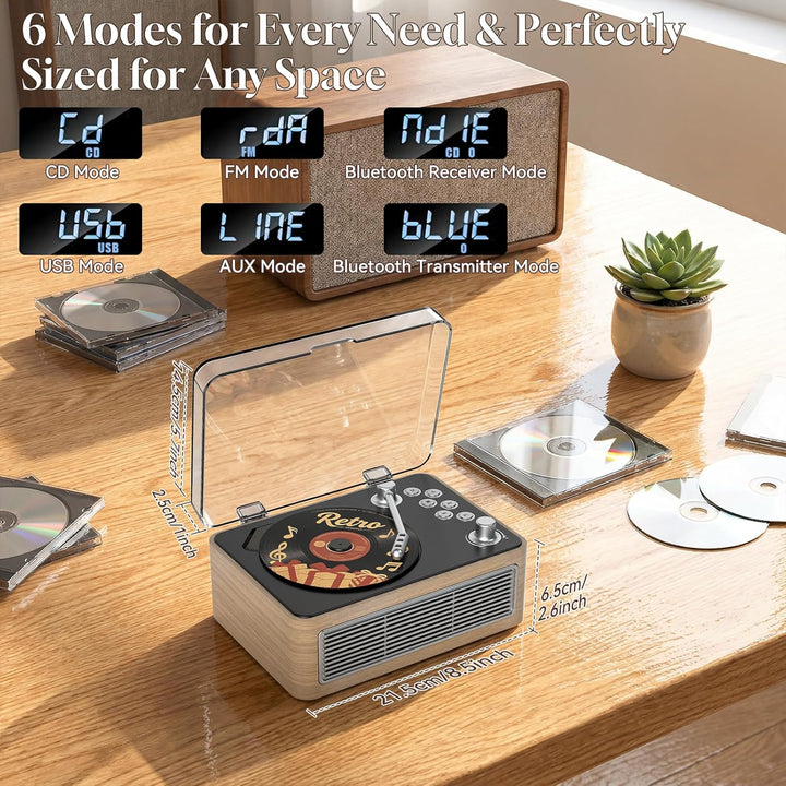 Gueray Tragbarer CD Player Bluetooth CD-Player mit Lautsprecher & Radio & Fernbedienung Unterstützt