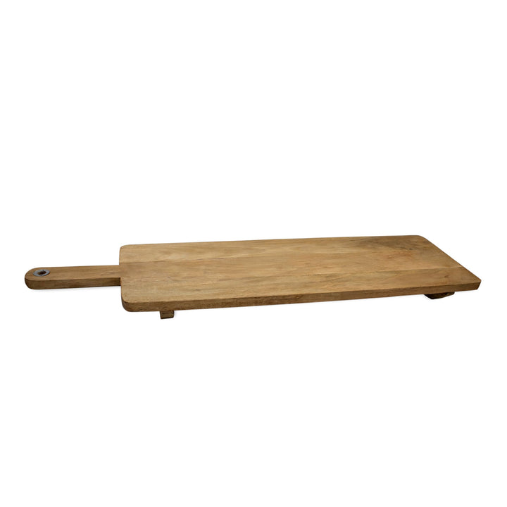 Spetebo XXL Mango Servier Brett natur m. Griff - ca. 100 x 30 cm - Holz Wurst Tablett Käste Platte