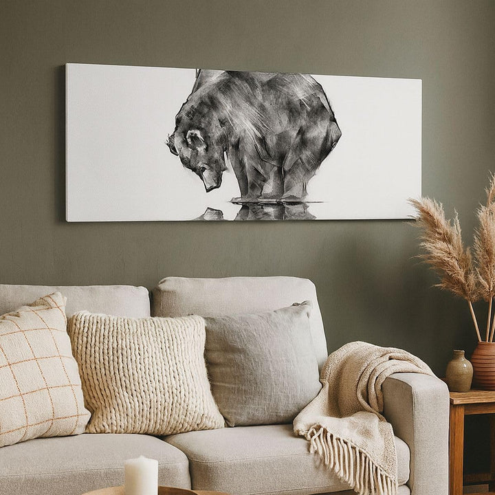 Wandbilder Dekoration Wohnzimmer Bär Tier Panorama Bilder auf Leinwand 120x50cm Leinwandbild mit Rah