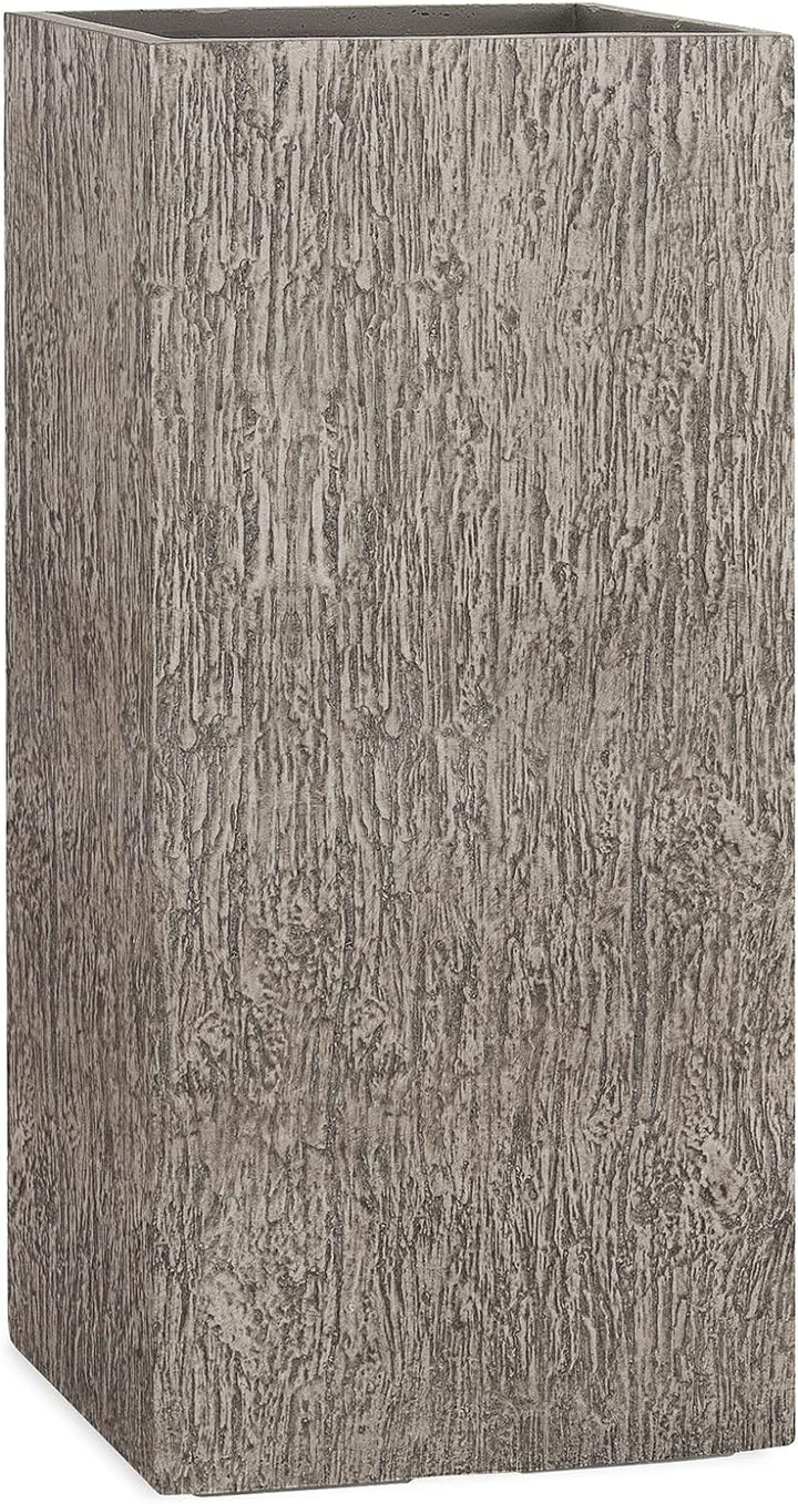 Pflanzwerk® Pflanzkübel Fiberglas Tower Wood Grau 70x33x33cm XXL *Frostbeständig* *UV-Schutz* *Quali