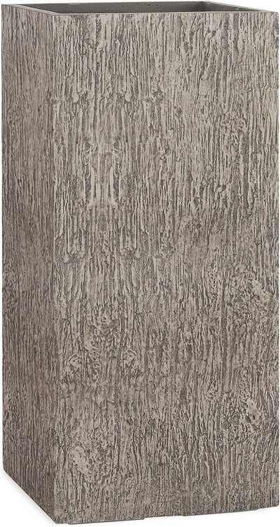 Pflanzwerk® Pflanzkübel Fiberglas Tower Wood Grau 70x33x33cm XXL *Frostbeständig* *UV-Schutz* *Quali