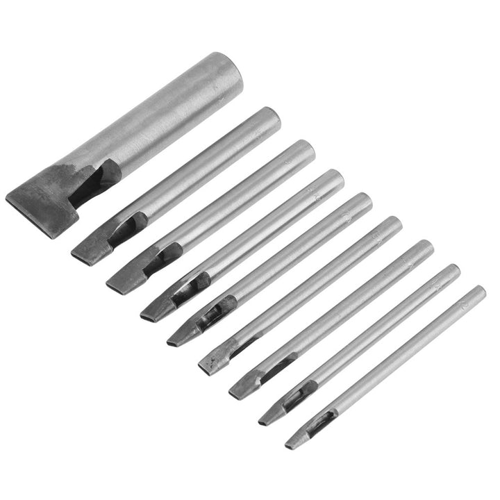 9Pcs gürtel oval locher Leder Hohl Punch Locher Cutter Flacher Gürtel Punching Tool Leder Hohl Schne
