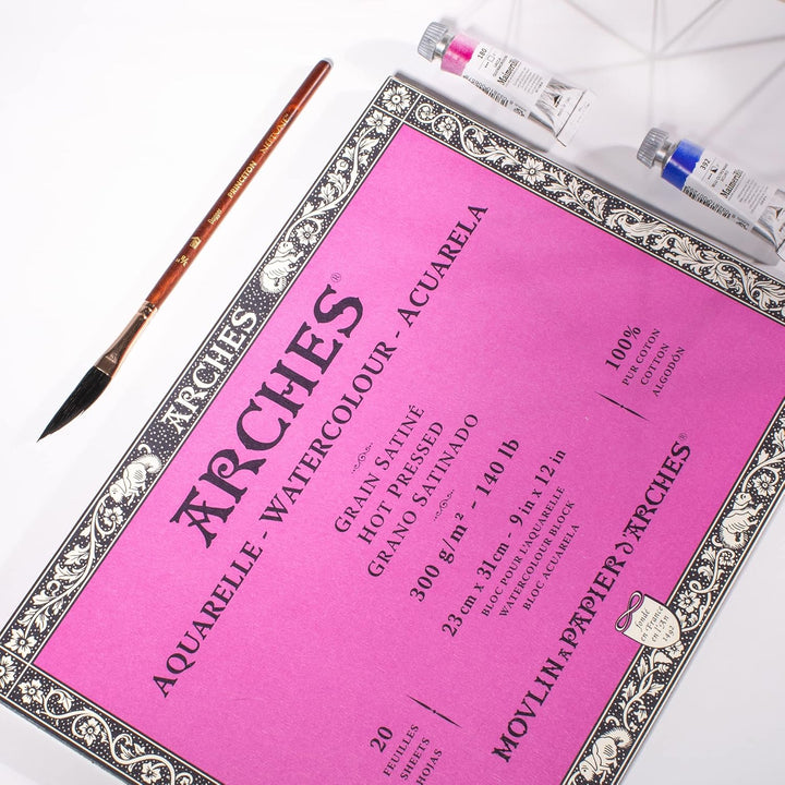 Arches 1795072 Aquarellpapier im Block (23 x 31 cm, 4-seitig geleimt, 300g/m² Satiniert) 20 Blatt na