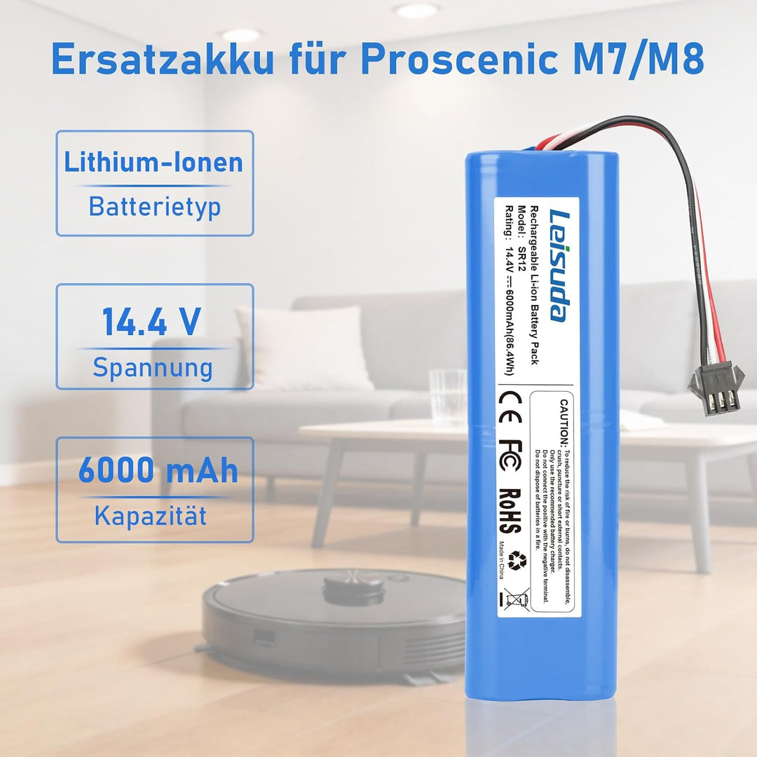 6.0Ah 14.4V Staubsauger Akku Ersatz für Proscenic M8 Pro akku