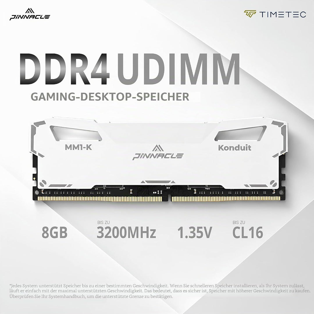 Timetec Pinnacle Konduit 8GB DDR4 XMP2.0 Overclocking 1,35 V Dual Rank kompatibel für AMD und Intel