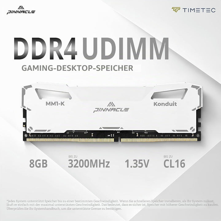 Timetec Pinnacle Konduit 8GB DDR4 XMP2.0 Overclocking 1,35 V Dual Rank kompatibel für AMD und Intel