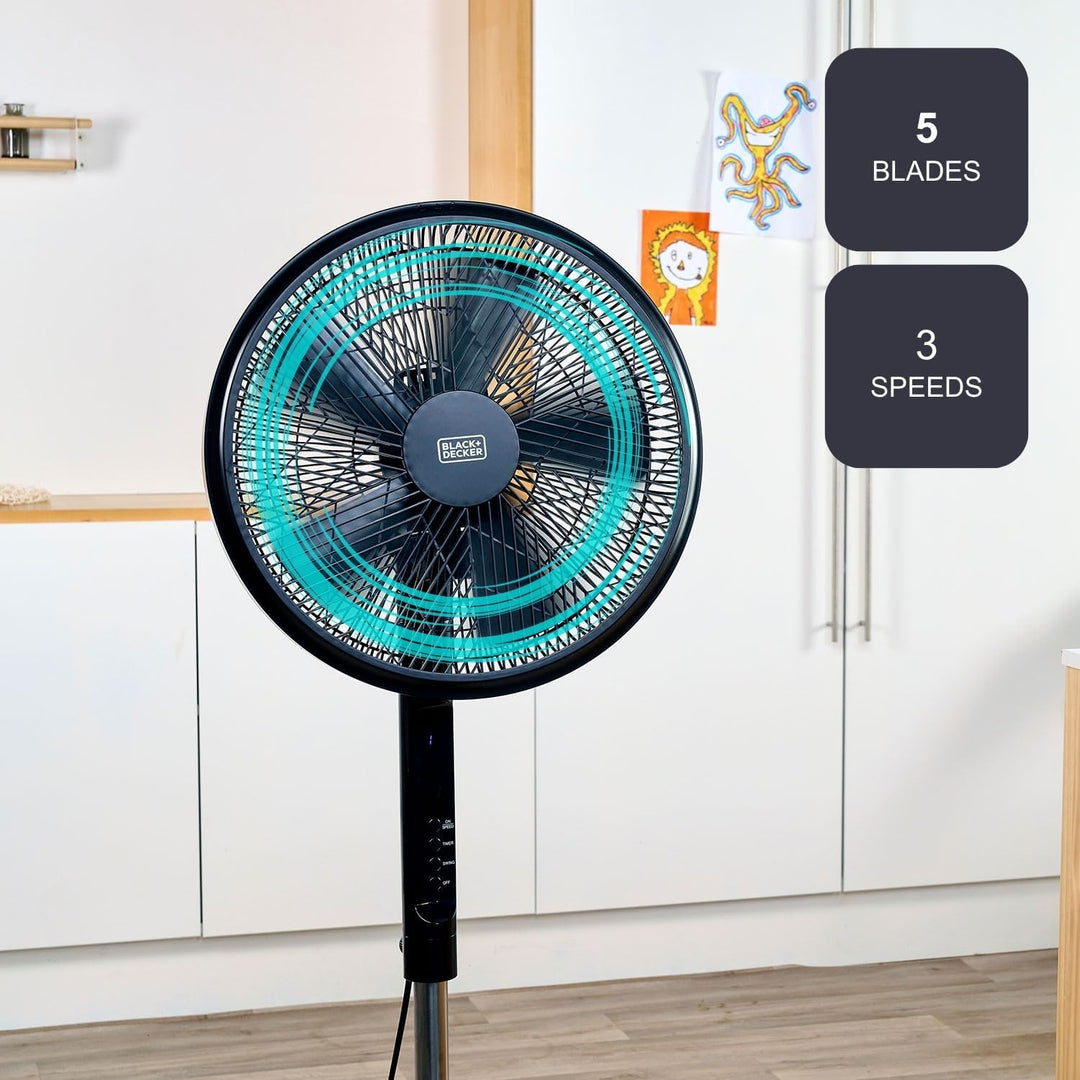 BLACK+DECKER - Standventilator BXEFP51E | 55W | 3 Geschwindigkeiten | 3 Modi: Natur, Brise, Schlaf |