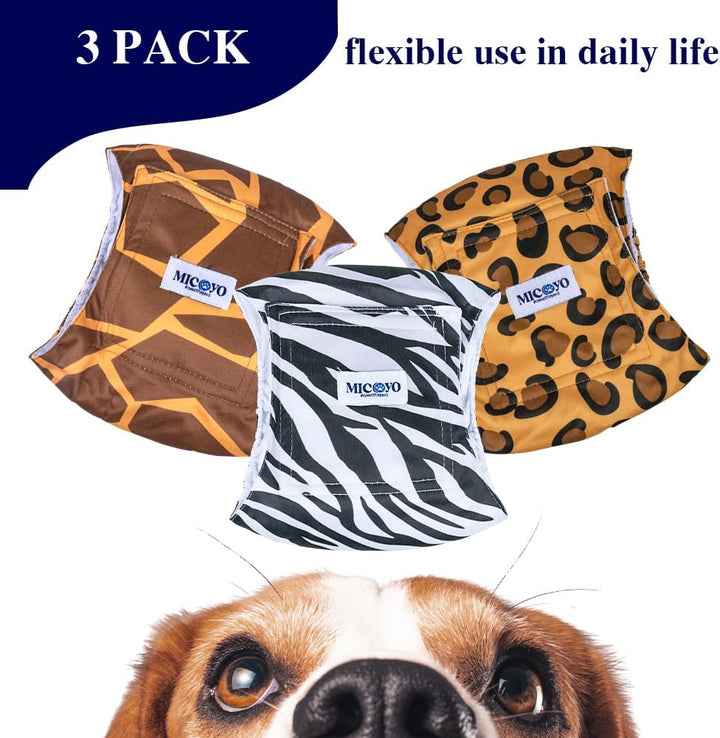 MICOOYO Wiederverwendbare Hundewindeln für Männer, 3er-Pack, waschbare Bauchbänder für Hunde, super