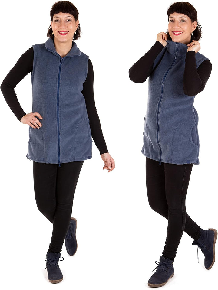Viva la Mama - Trageweste aus Fleece, Winter Zusatzweste für Tragejacken - RERIK M stahlblau - vorn
