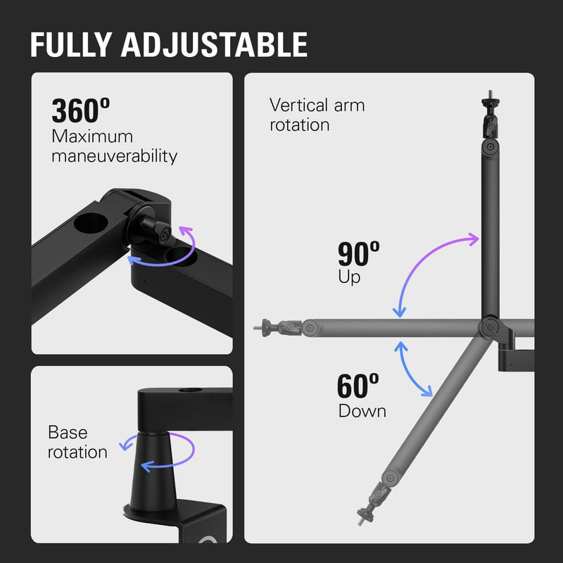 Elgato Wave:3 Mikrofon Mit Mic Arm Low Profile, Voll Einstellbar Mit Kabelkanal, Ideal Für Podcasts,