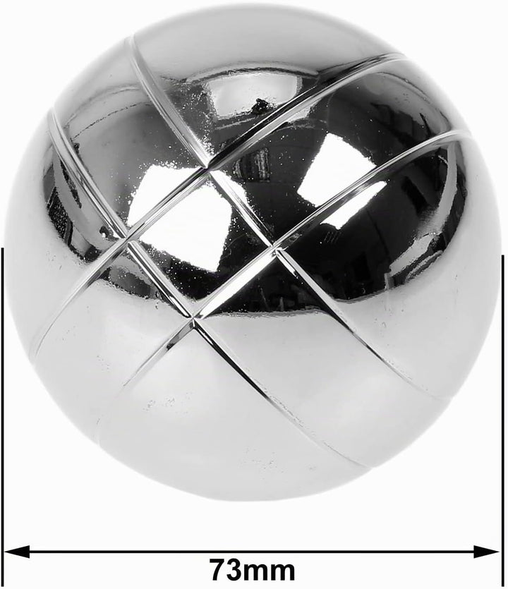 FunTomia Boccia Kugeln Set, Boule Kugeln mit 6X Metall-Kugeln 73mm, 720g, 1x Holz-Kugel, 1x Abstands
