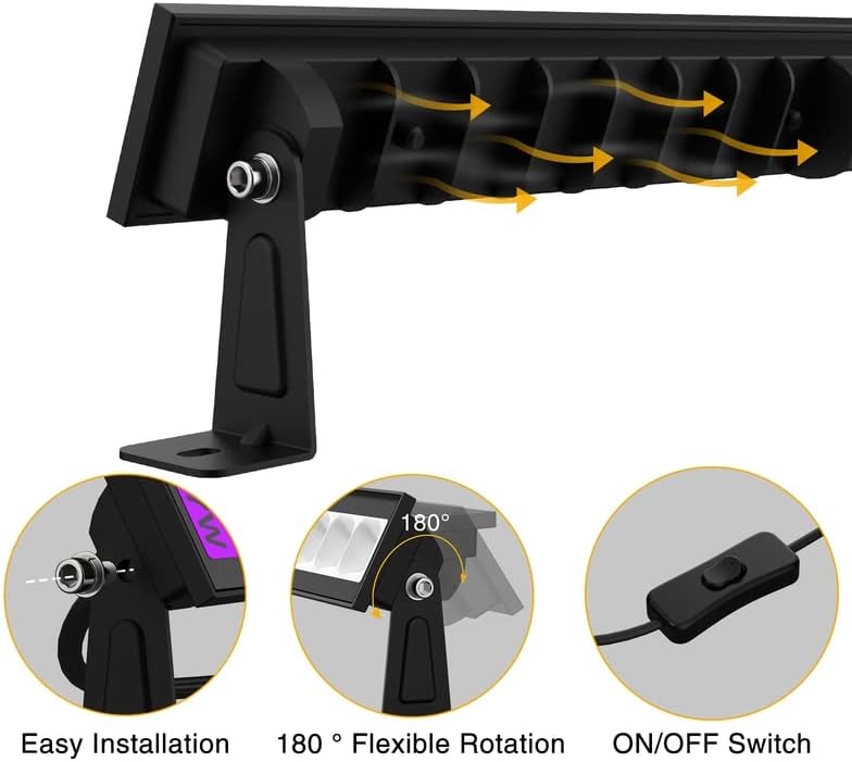 Onforu 2er 27W LED Schwarzlicht, UV Strahler mit Schalter, IP66 Wasserdicht Schwarzlichtlampe, UVA 4