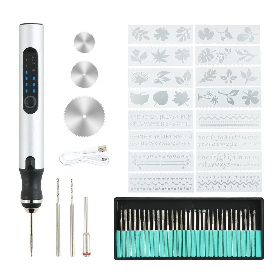 Gravierstift mit 30 Bits, Elektrischer Gravierstift, Kabelloser elektrischer Gravur Stift, Tragbares