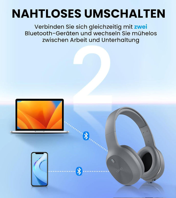 EDIFIER W600BT Bluetooth-Headset (Bluetooth V5.1) - Kabellose Over-Ear Kopfhörer mit bis zu 30 Std.