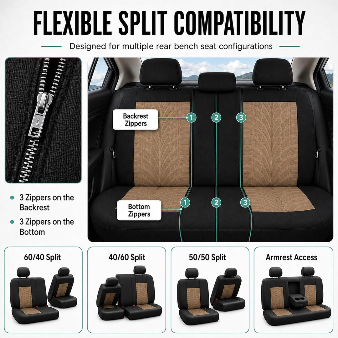 FH GROUP Autositzbezüge, komplettes Set, Premium-Tuch – universelle Passform, Automobil-Sitzbezug, n