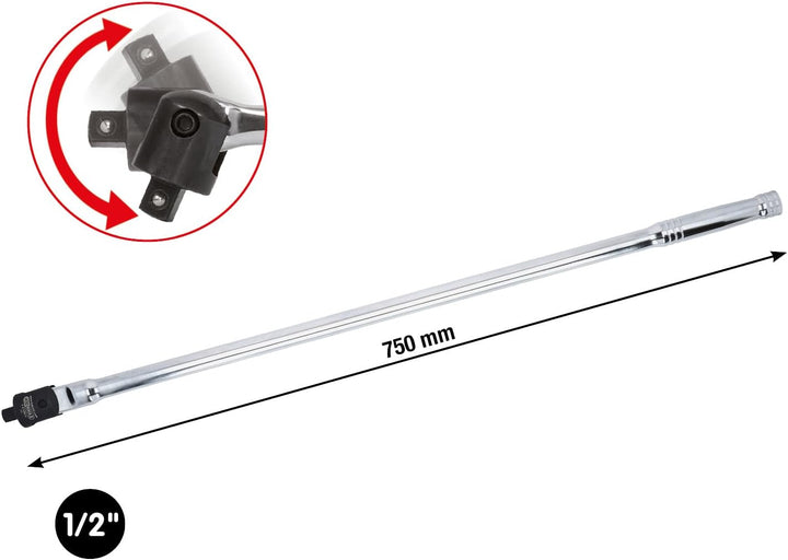 KS Tools 918.1293 1/2" CHROMEplus Gelenk-Steckgriff, 760mm