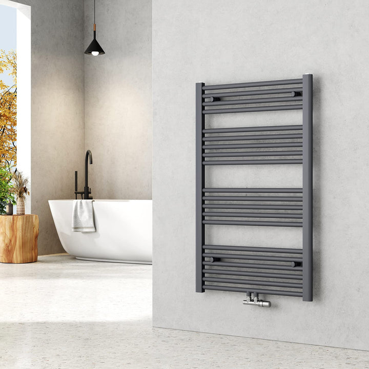 EMKE Handtuchheizkörper 1000x600 mm - Gerade Badheizkörper mit Mittelanschluss, Effizienter Handtuch